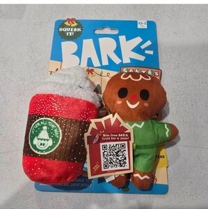 Bark Christmas Santa's Workchomp Jolly Jitterbread Man Dog Toy XS-Small 0-20 lbs